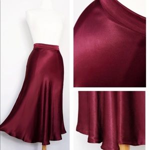 NWT Burgundy Satin Look Skirt